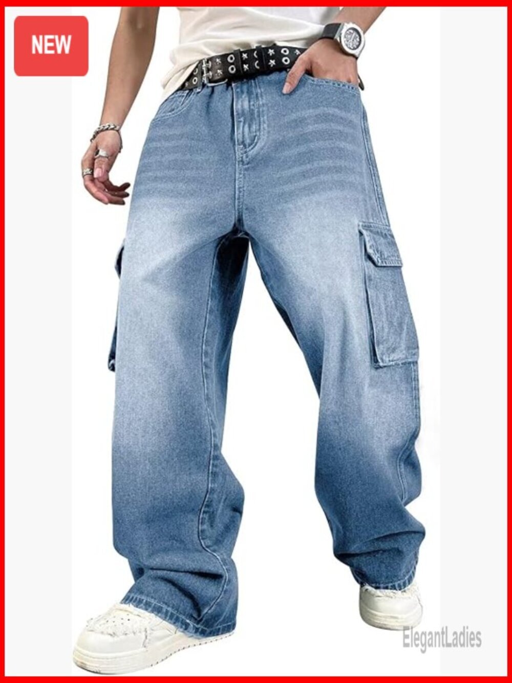 Vintage Y2K Cargo Jeans Baggy Wide Leg Loose Fit Casual Skater Denim Pants
